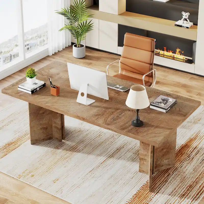 Bureau de direction, Grand bureau d'ordinateur moderne en bois