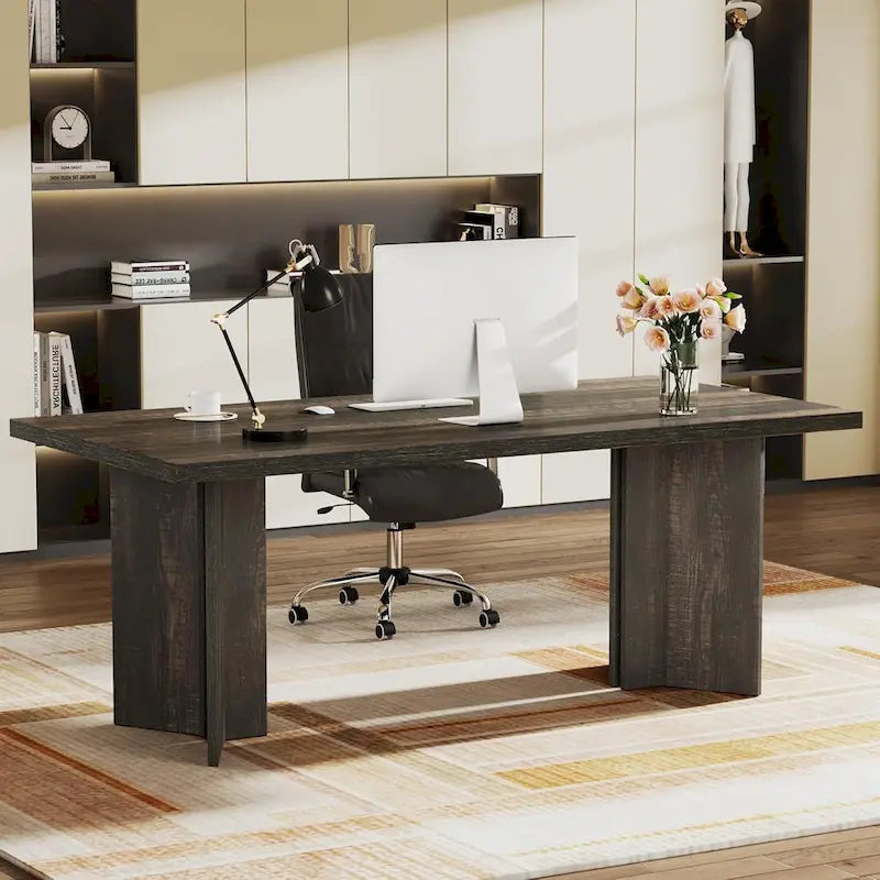 Bureau de direction, Grand bureau d'ordinateur moderne en bois