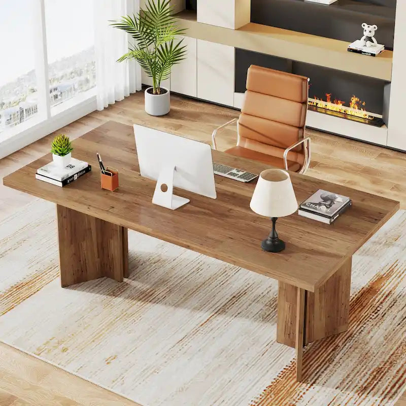 Bureau de direction, Grand bureau d'ordinateur moderne en bois