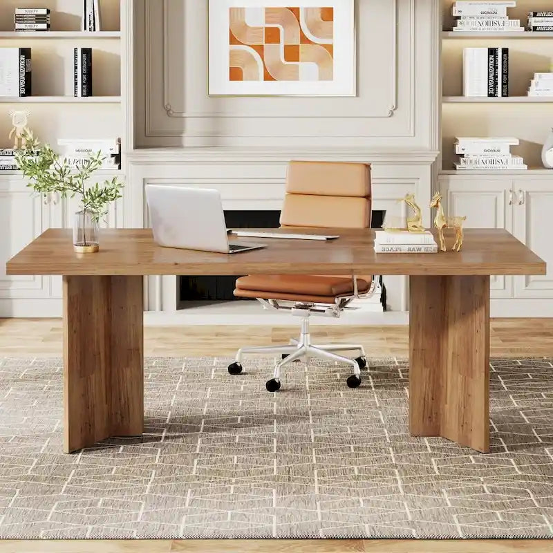 Bureau de direction, Grand bureau d'ordinateur moderne en bois