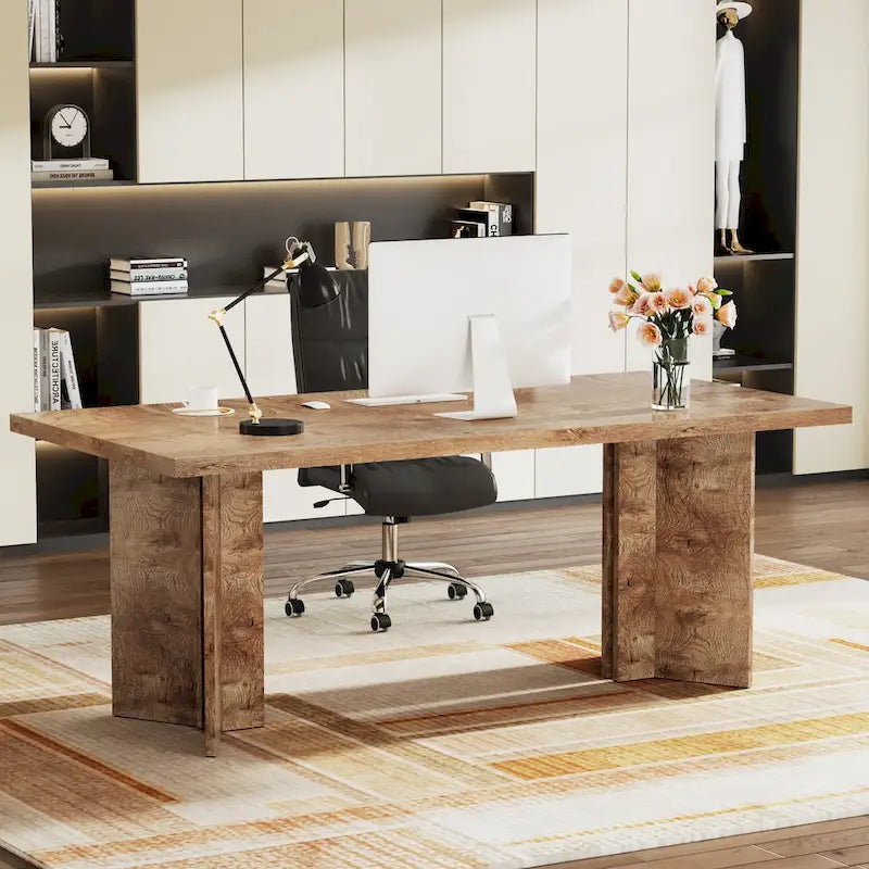 Bureau de direction, Grand bureau d'ordinateur moderne en bois