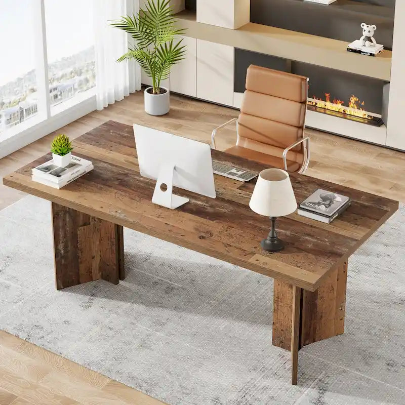 Bureau de direction, Grand bureau d'ordinateur moderne en bois