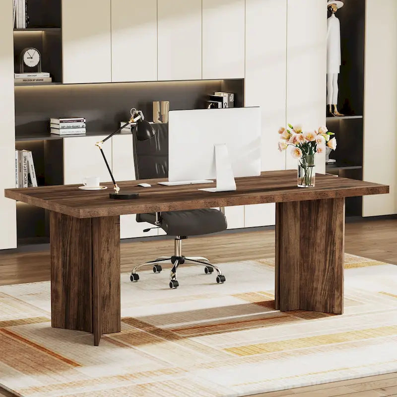 Bureau de direction, Grand bureau d'ordinateur moderne en bois