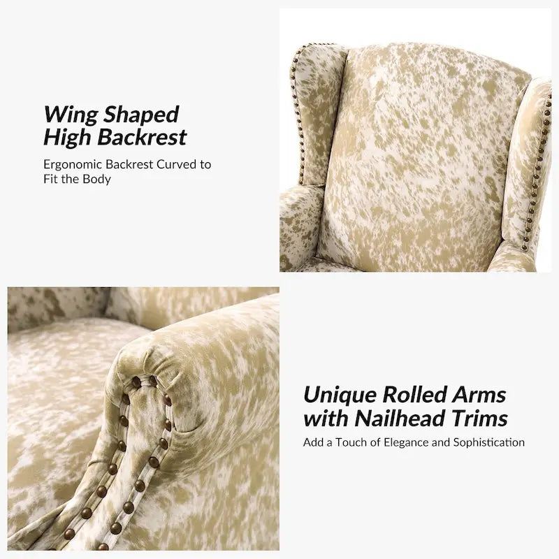 Fauteuil crapaud à motif animalier traditionnel avec clous décoratifs