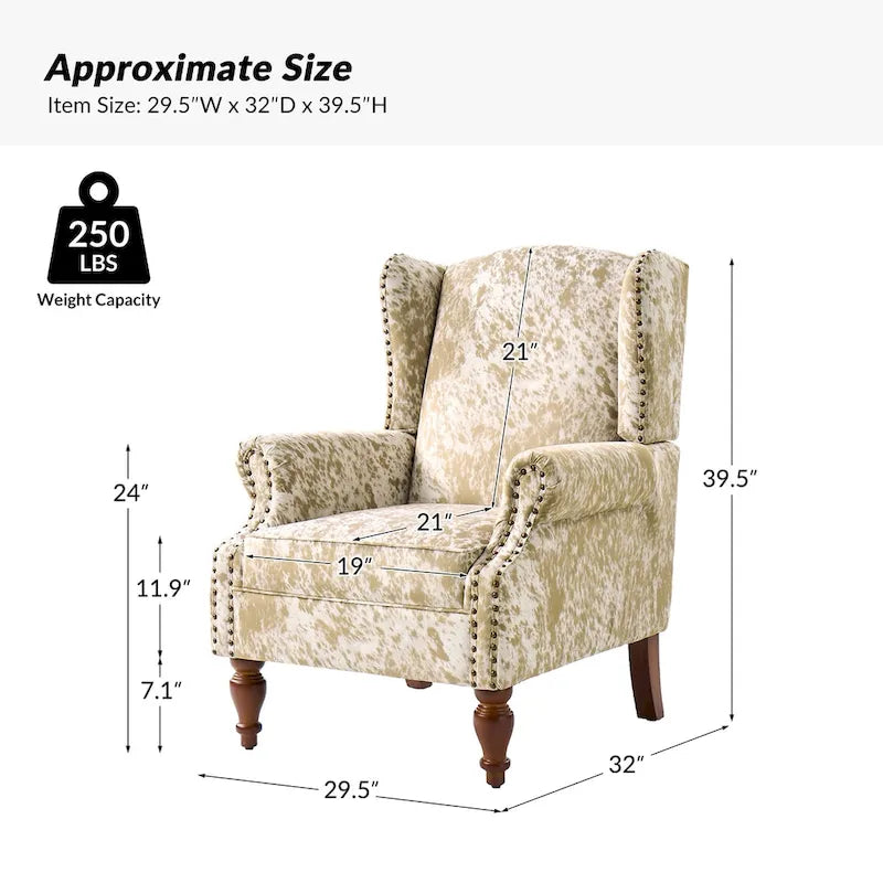 Fauteuil crapaud à motif animalier traditionnel avec clous décoratifs