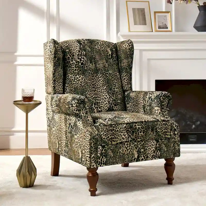 Fauteuil crapaud à motif animalier traditionnel avec clous décoratifs