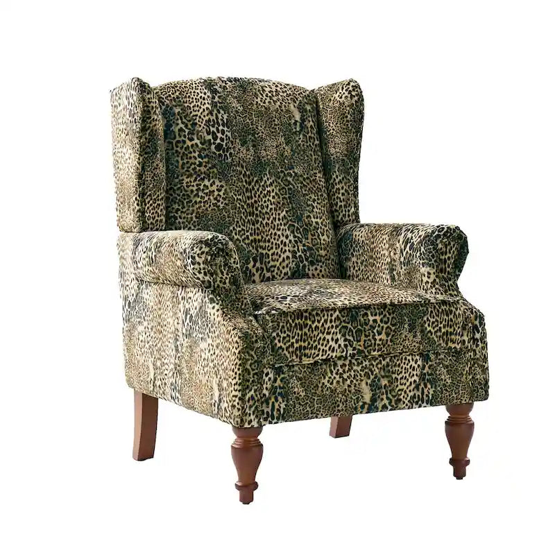 Fauteuil crapaud à motif animalier traditionnel avec clous décoratifs