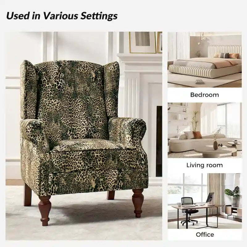 Fauteuil crapaud à motif animalier traditionnel avec clous décoratifs