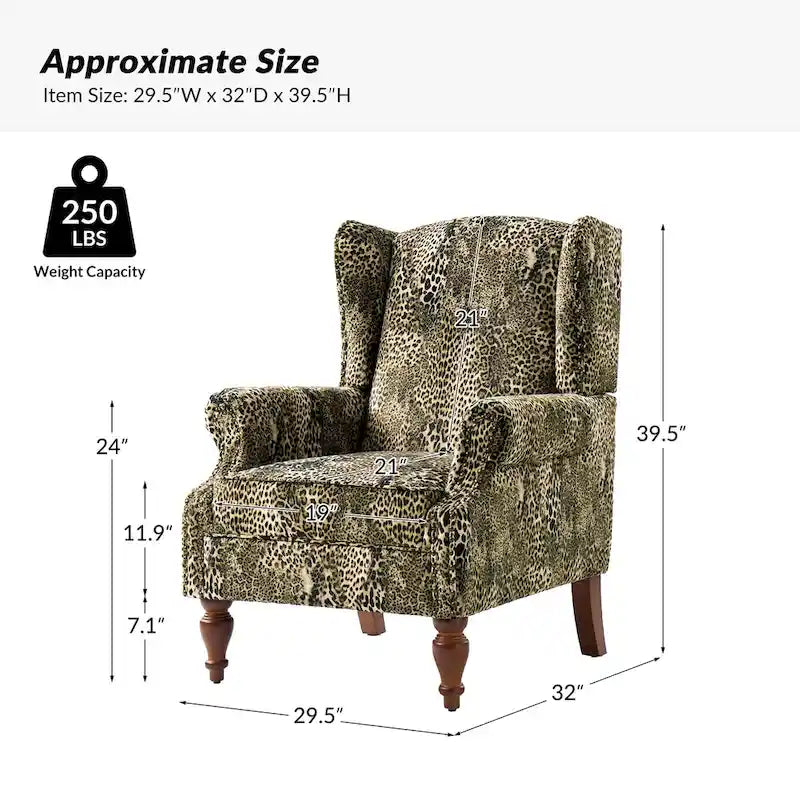 Fauteuil crapaud à motif animalier traditionnel avec clous décoratifs