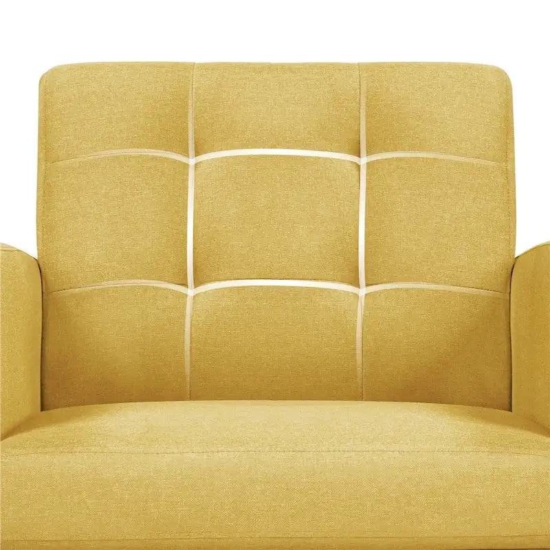 Fauteuil en tissu capitonné avec pieds en bois d'hévéa