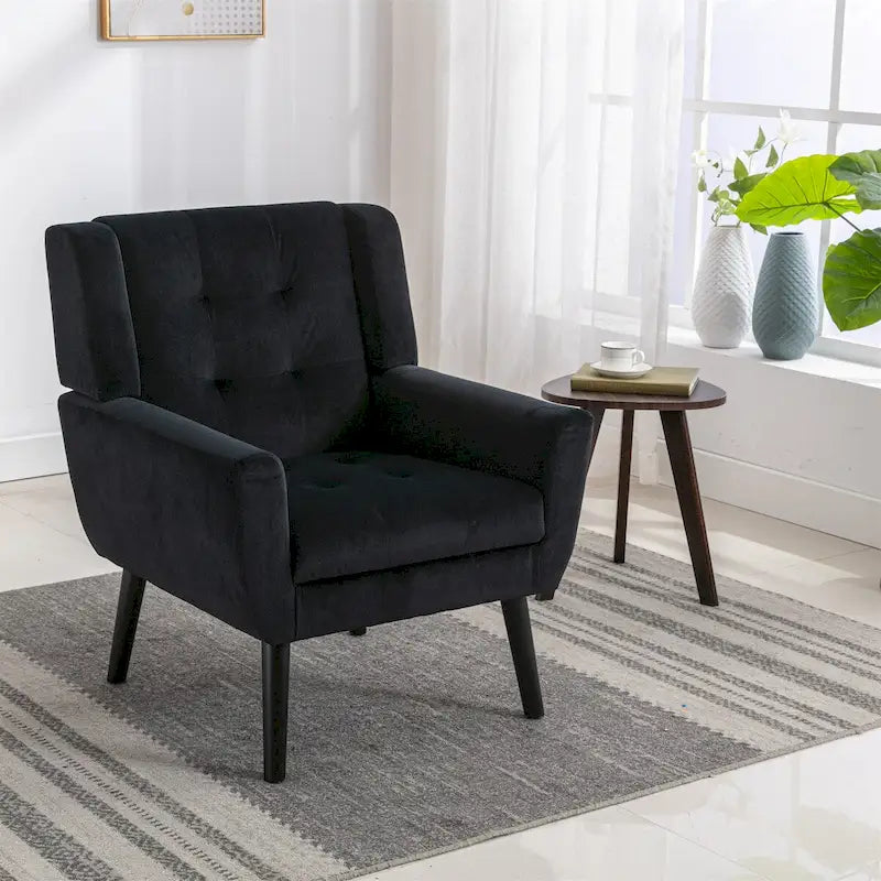 Fauteuil d'appoint ergonomique en velours doux moderne