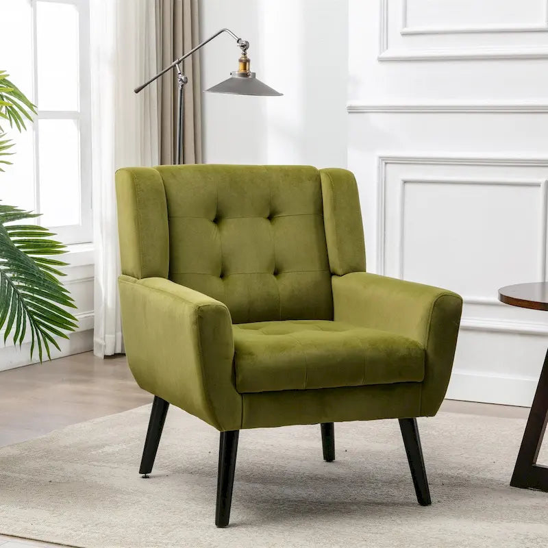 Fauteuil d'appoint ergonomique en velours doux moderne