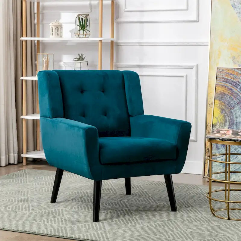 Fauteuil d'appoint ergonomique en velours doux moderne