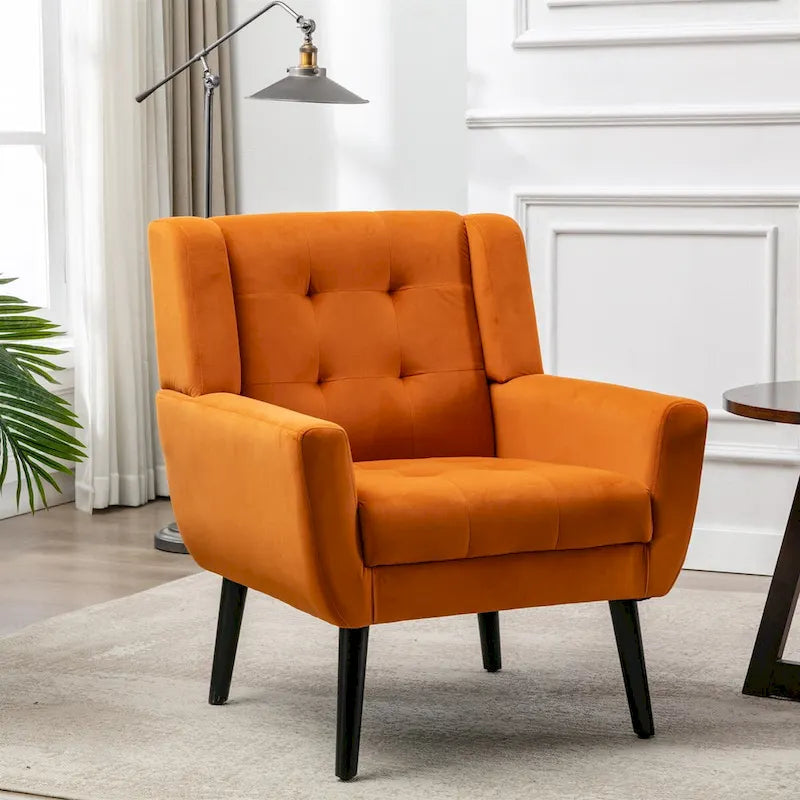 Modern Soft Velvet Ergonomics Accent Chair Living Room Chair Bedroom Chair Home Chair With Black Legs