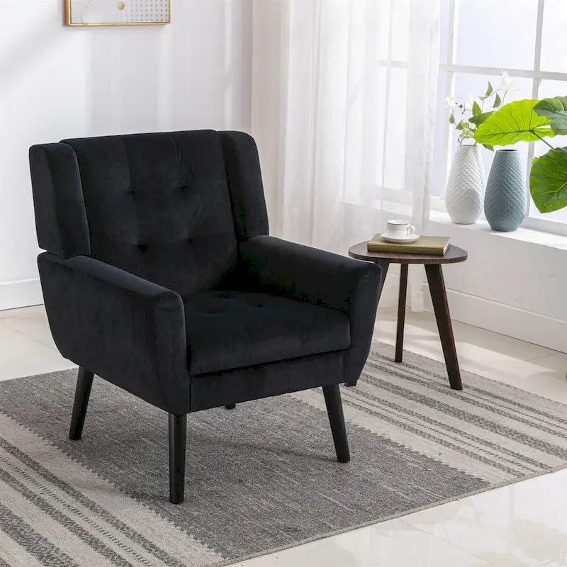 Fauteuil d'appoint ergonomique en velours doux moderne