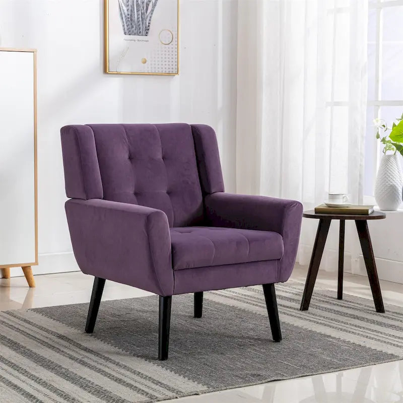 Fauteuil d'appoint ergonomique en velours doux moderne