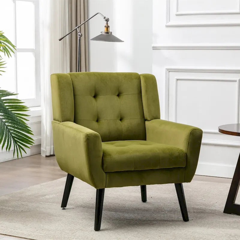 Fauteuil d'appoint ergonomique en velours doux moderne