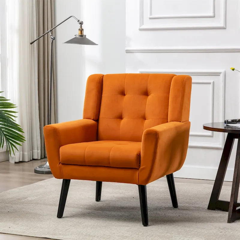 Fauteuil d'appoint ergonomique en velours doux moderne