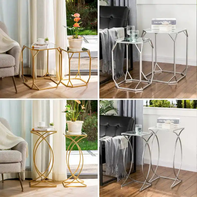 Table d'appoint moderne en verre pour canapé
