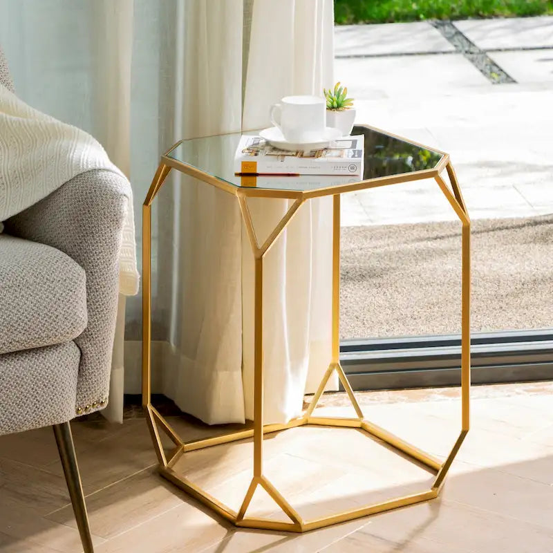 Table d'appoint moderne en verre pour canapé