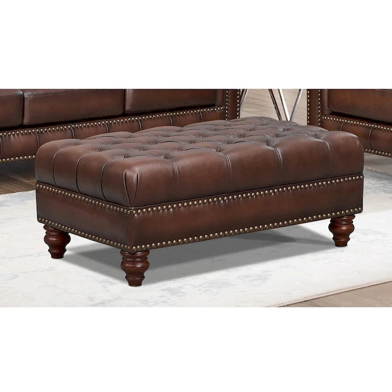 Ottoman en Cuir Pleine Fleur