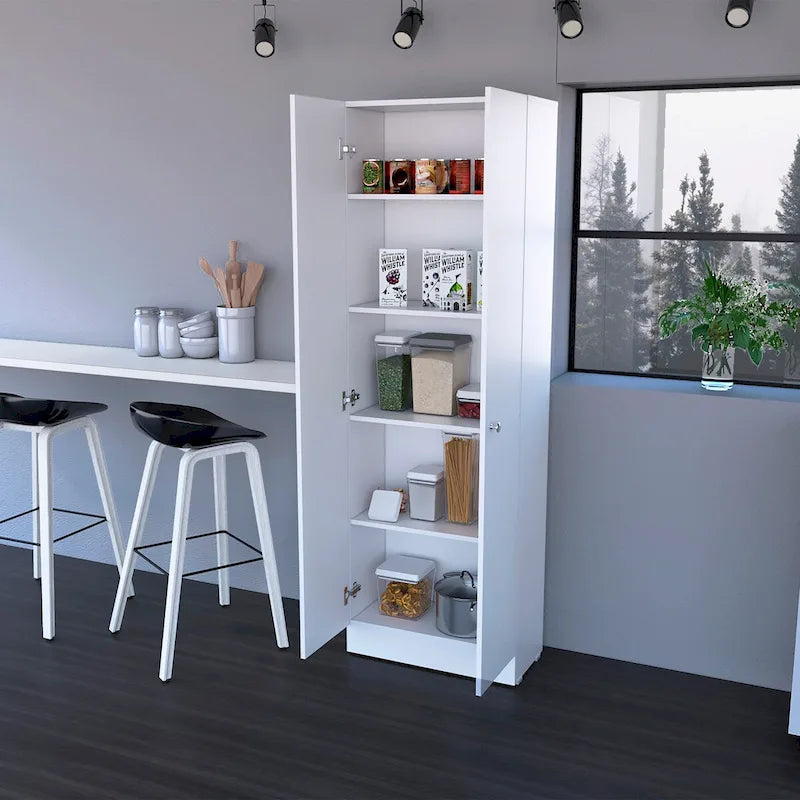 Meuble de rangement double porte, finition blanche, haute qualité et durable