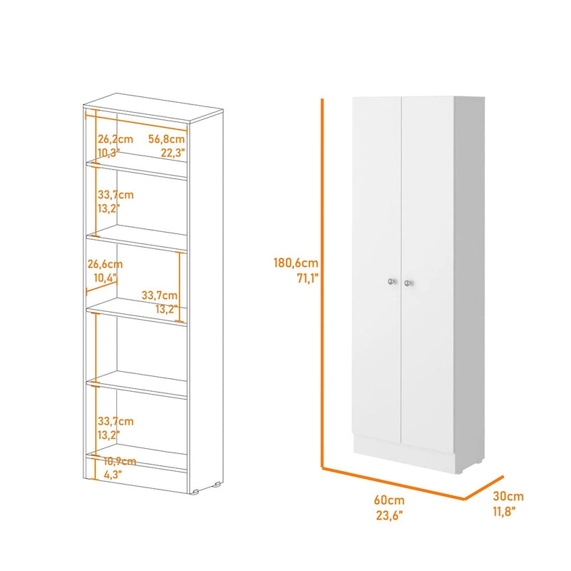 Meuble de rangement double porte, finition blanche, haute qualité et durable