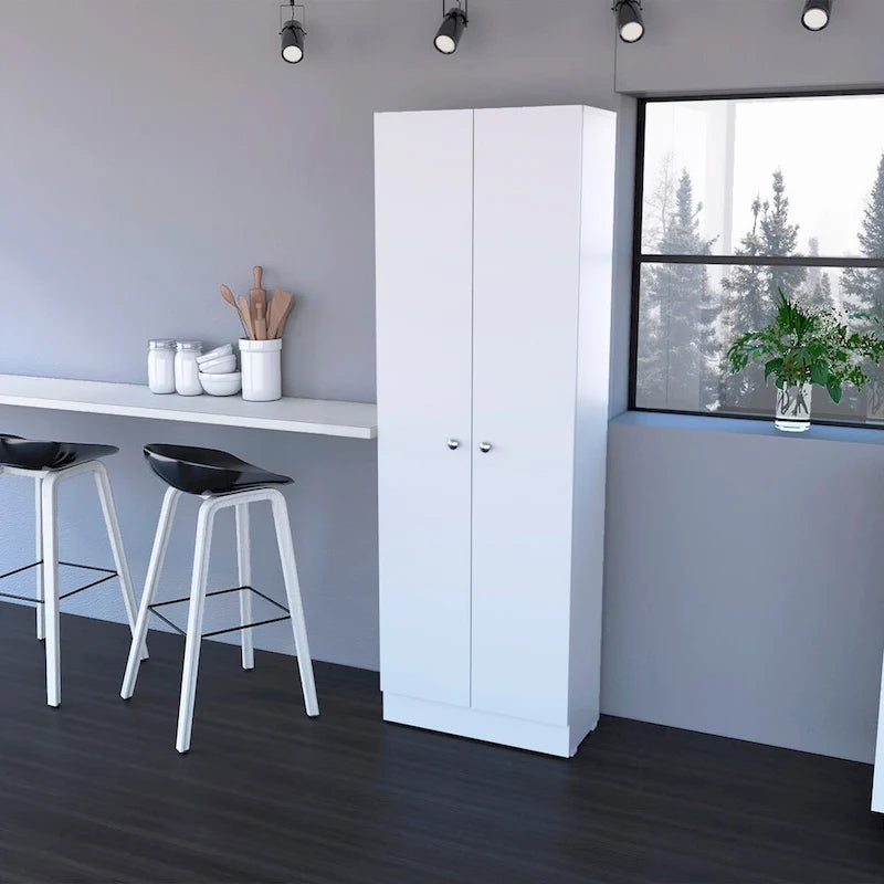 Meuble de rangement double porte, finition blanche, haute qualité et durable