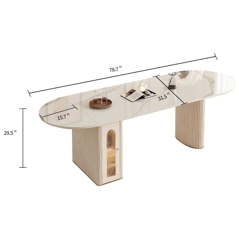 Table à manger ovale moderne pliable avec rangement