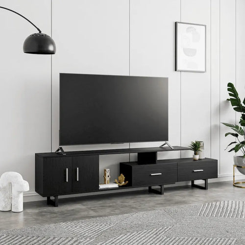 Avery 55-inch 2-Drawer 4-Shelf TV Stand in Steel