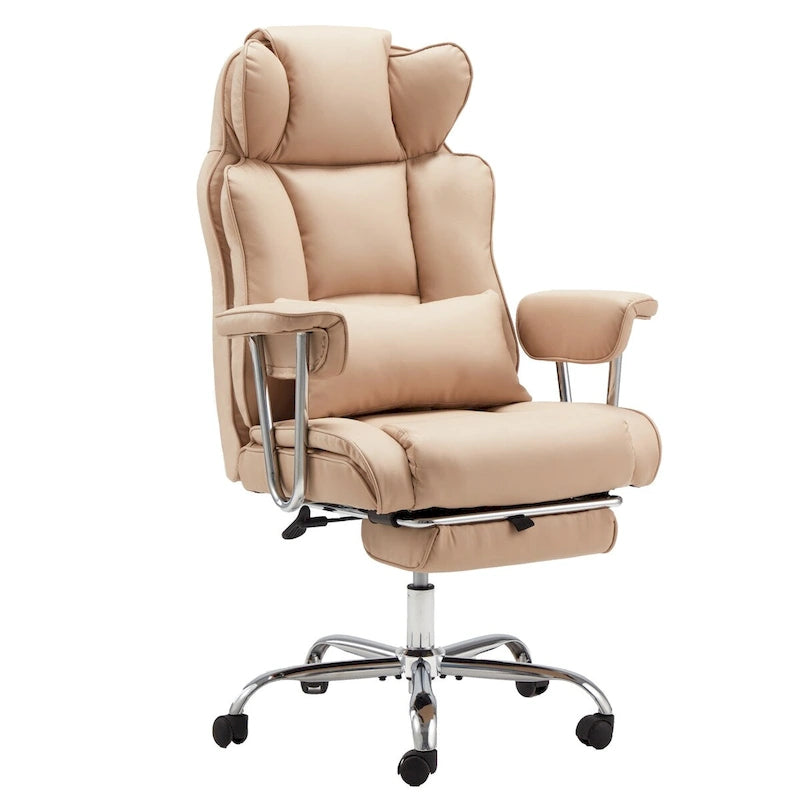 Fauteuil de bureau en cuir grande taille avec repose-pieds