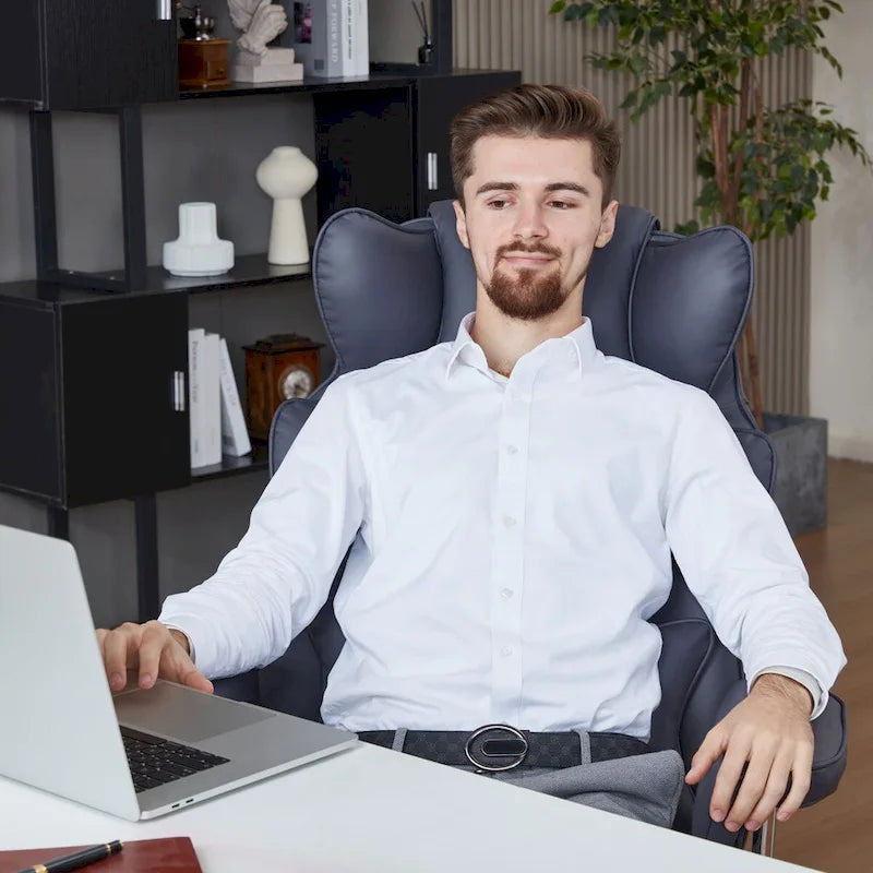 Fauteuil de bureau en cuir grande taille avec repose-pieds