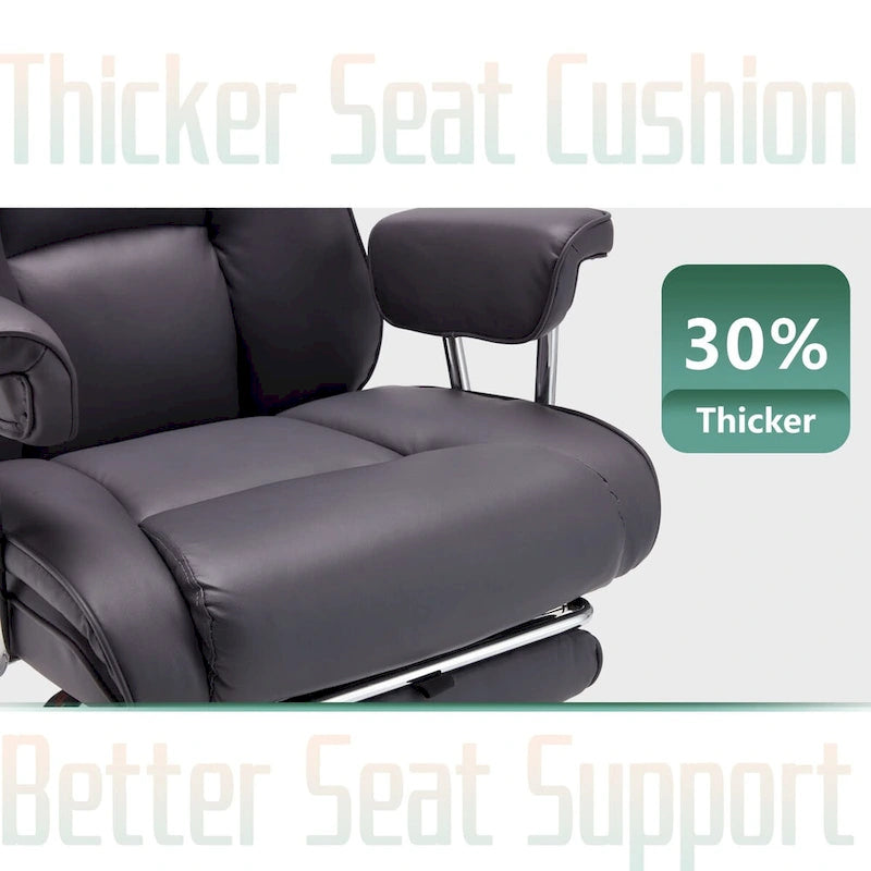 Fauteuil de bureau en cuir grande taille avec repose-pieds