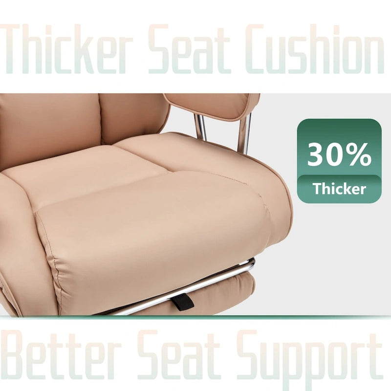 Fauteuil de bureau en cuir grande taille avec repose-pieds