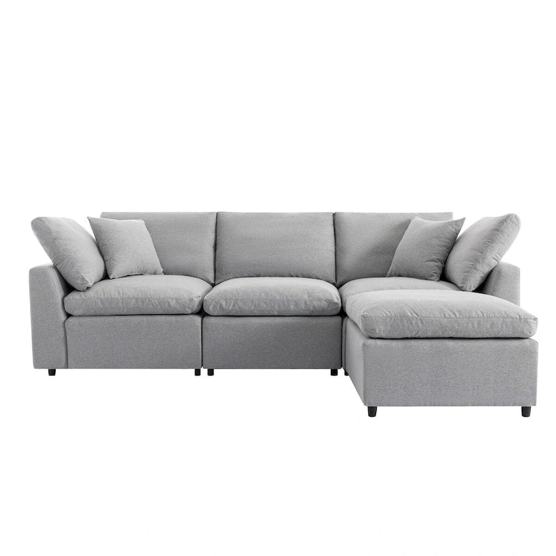 Canapé sectionnel de luxe en forme de L garni de duvet avec méridienne réversible