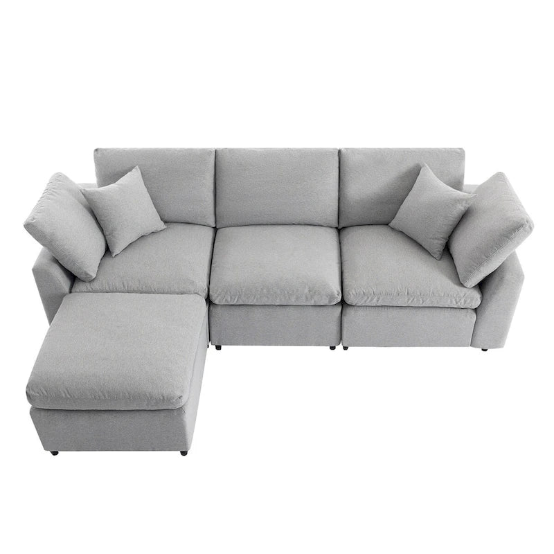 Canapé sectionnel de luxe en forme de L garni de duvet avec méridienne réversible