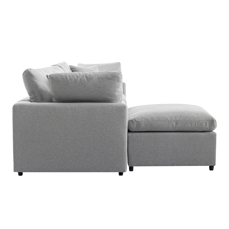Canapé sectionnel de luxe en forme de L garni de duvet avec méridienne réversible