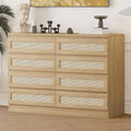 Commode double à 8 tiroirs en rotin pour chambre à coucher
