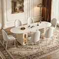 Table à manger ovale moderne pliable avec rangement