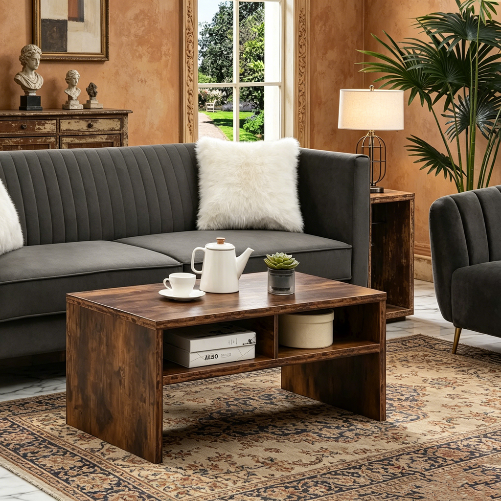 Table basse de luxe avec étagères