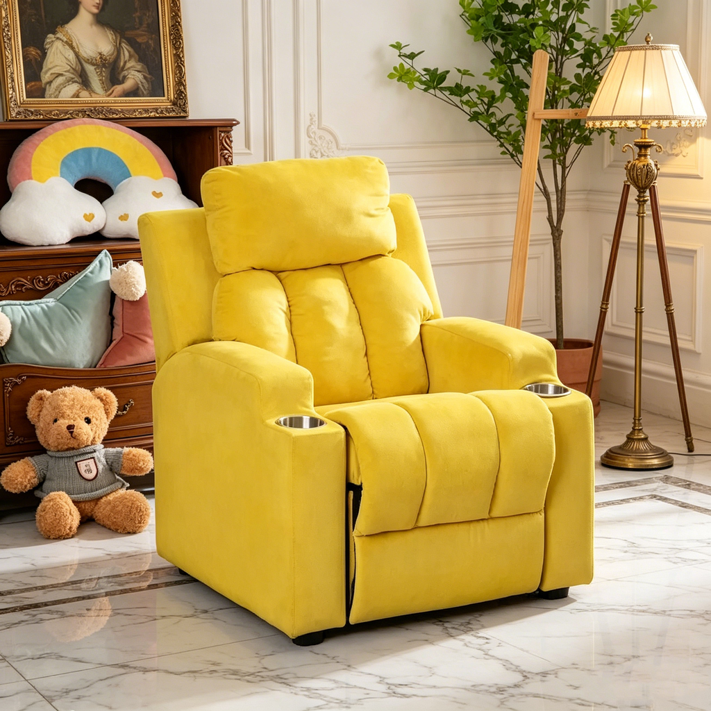 Fauteuil inclinable pour enfants de luxe avec repose-tête en microfibre