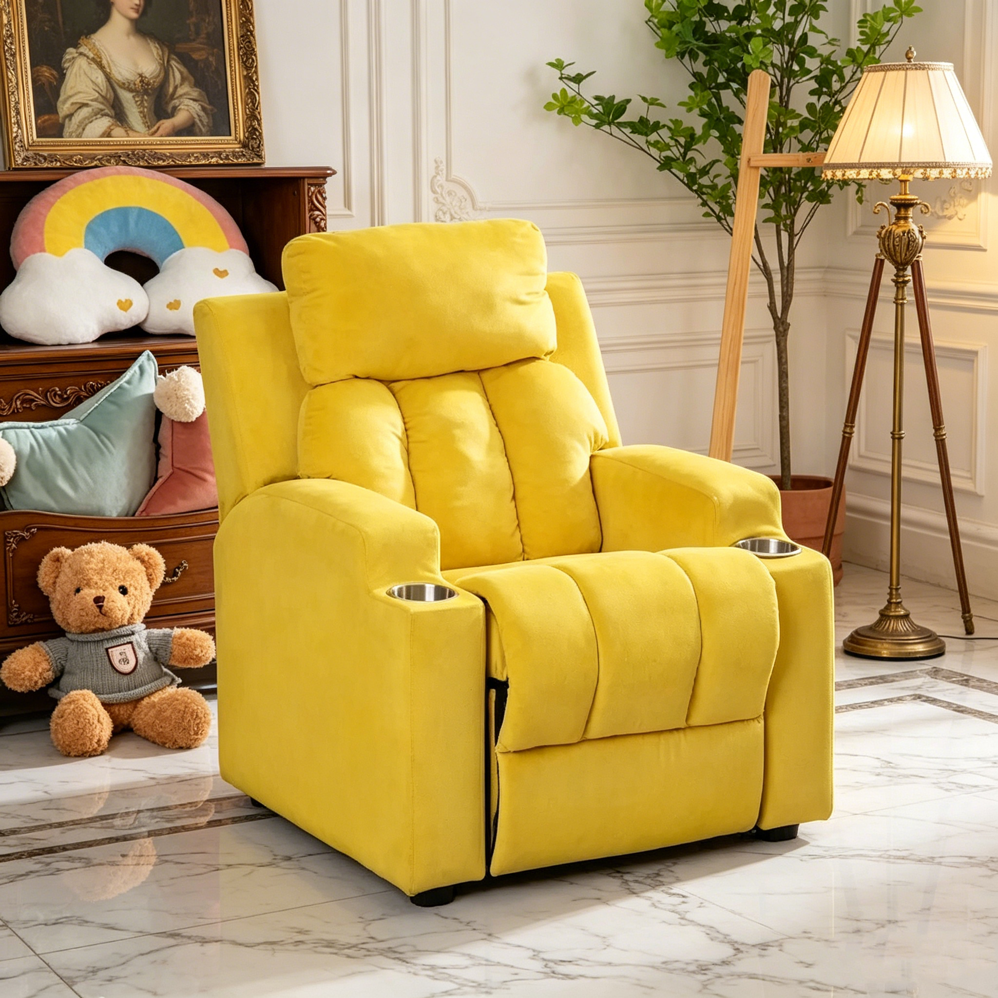 Fauteuil inclinable pour enfants de luxe avec repose-tête en microfibre