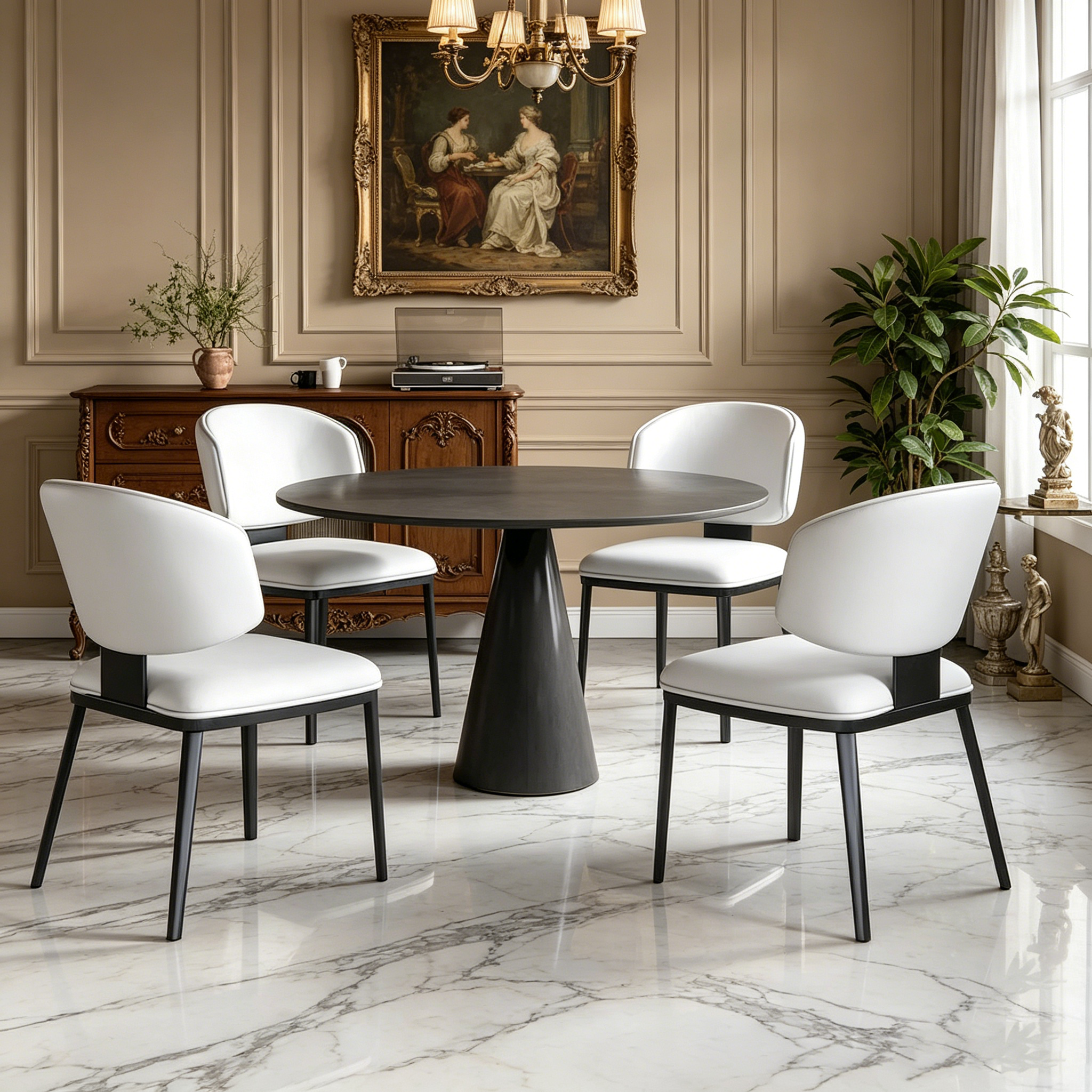 Chaises de salle à manger tapissées de cuir PU